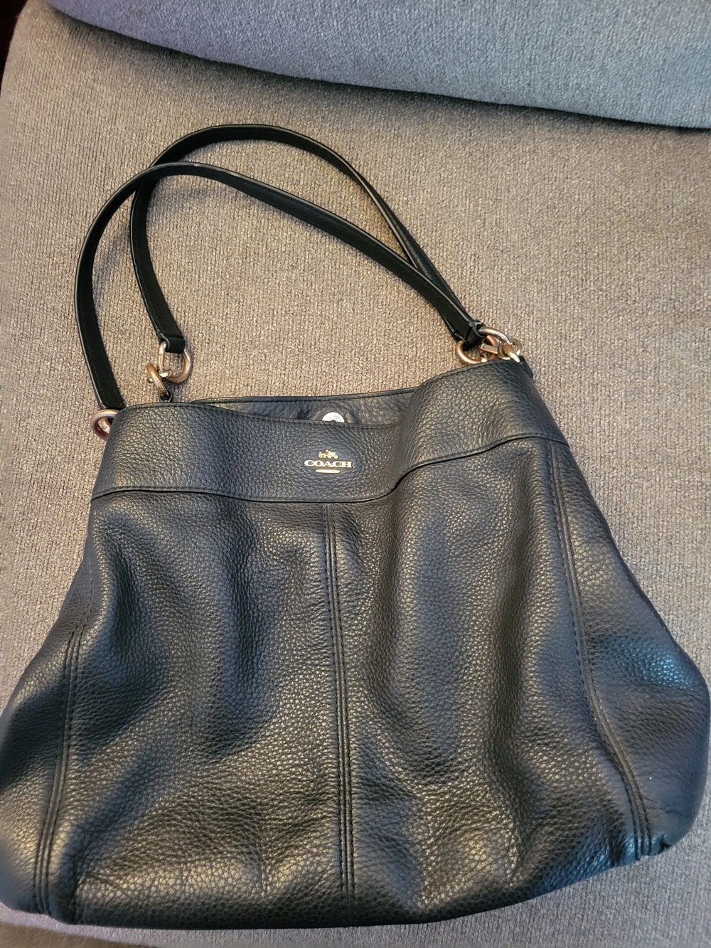 Coach Black Pebbled Leather Shoulder Bag